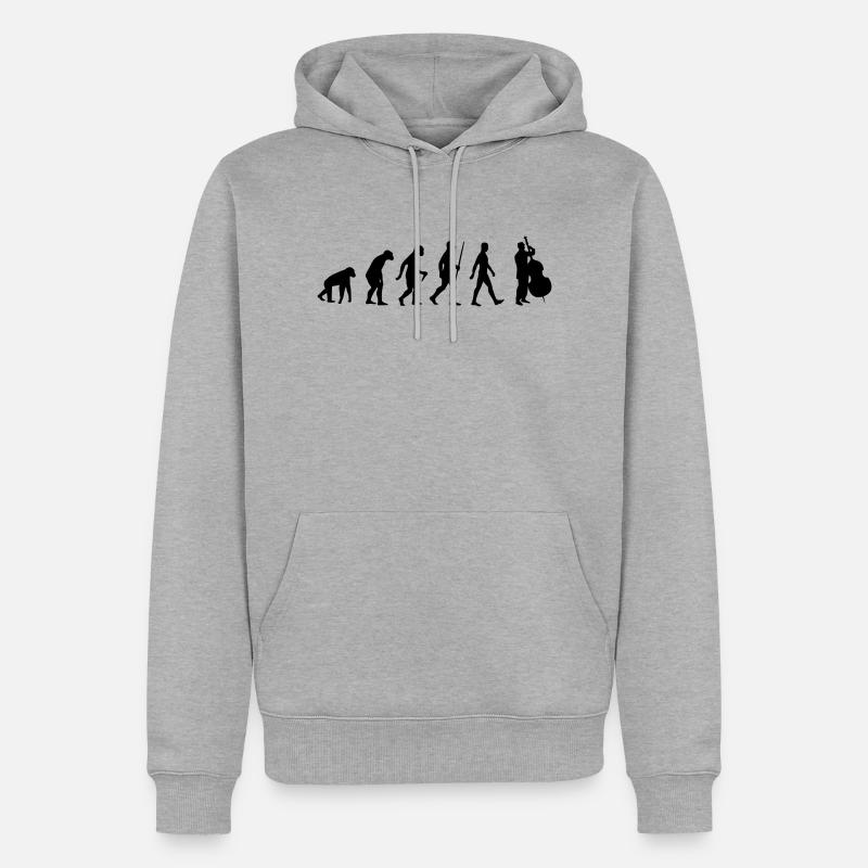 Contrebasse - Evolution Music Strings Instrument - Sweat à capuche Premium bio Homme - gris chiné