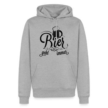 Bier geht immer! Trinken, Junggeselle, Handwerker - Männer Premium Bio Hoodie - Grau meliert - Vorne - Thijin (182cm)