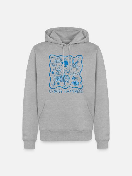Janosch Choose Happiness Blaues Design - Männer Premium Bio Hoodie - Grau meliert