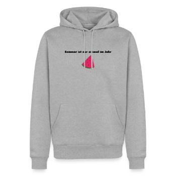 Sommer ist nur einmal im Jahr - Männer Premium Bio Hoodie - Grau meliert - Vorne - Thijin (182cm)