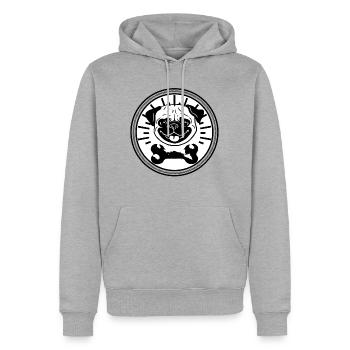 Pug crest pug - Herre Premium økologisk hoodie - grå meleret - Foran - Thijin (182cm)