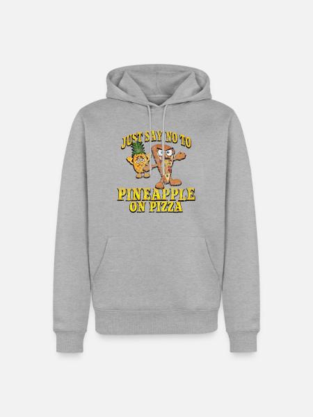 Sag Nein zu Ananas auf Pizza / Hawaii Pizza - Männer Premium Bio Hoodie - Grau meliert