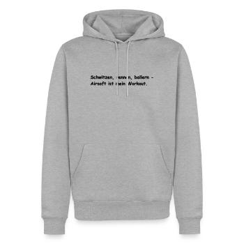Schwitzen Rennen Airsoft - Männer Premium Bio Hoodie - Grau meliert - Vorne - Thijin (182cm)
