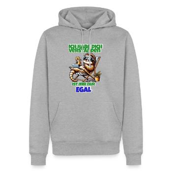 Faultier Shirt – Ist mir nur egal - Männer Premium Bio Hoodie - Grau meliert - Vorne - Thijin (182cm)