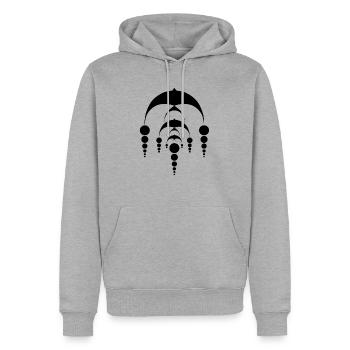 Mandala crop cercles ufo l'espace - Sweat à capuche Premium bio Homme - gris chiné - Devant - Thijin (182cm)