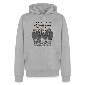 Stolzer Chef unglaublich fleißiges Team Faultiere - Männer Premium Bio Hoodie - Grau meliert - Vorne - Thijin (182cm)