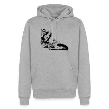 Supermoto Racing - Supermotard - Sweat à capuche Premium bio Homme - gris chiné - Devant - Thijin (182cm)
