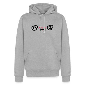 kawaii_face_5 - Männer Premium Bio Hoodie - Grau meliert - Vorne - Thijin (182cm)