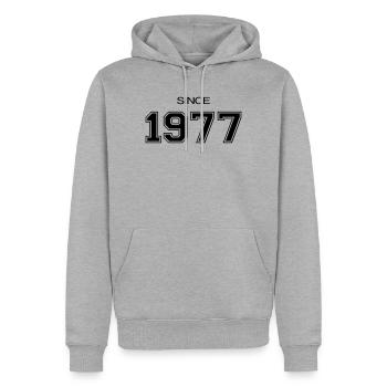 Depuis 1977 année de naissance ou d'évènement - Sweat à capuche Premium bio Homme - gris chiné - Devant - Thijin (182cm)