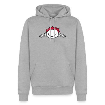 verstecken wand mauer gesicht kopf kind gemalt kri - Männer Premium Bio Hoodie - Grau meliert - Vorne - Thijin (182cm)