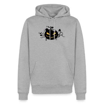 citrouille d'halloween noir avec des yeux brillants - Sweat à capuche Premium bio Homme - gris chiné - Devant - Thijin (182cm)