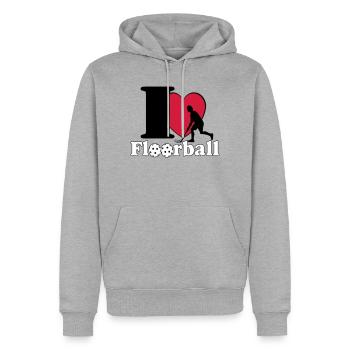 Floorball , Unihockey , Hockey , Fun I love.. - Männer Premium Bio Hoodie - Grau meliert - Vorne - Thijin (182cm)