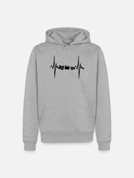 Cardio-Herzfrequenz von Sportwagen - Männer Premium Bio Hoodie - Grau meliert