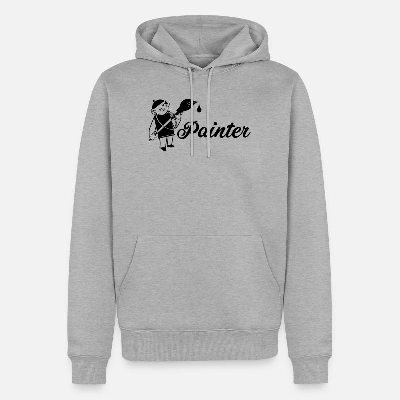 Maler mit Pinsel Text painter - Männer Premium Bio Hoodie - Grau meliert