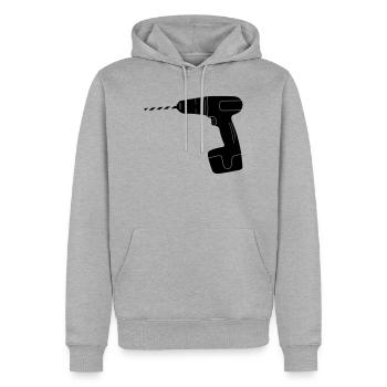 Logo de perceuse à outils - Sweat à capuche Premium bio Homme - gris chiné - Devant - Thijin (182cm)