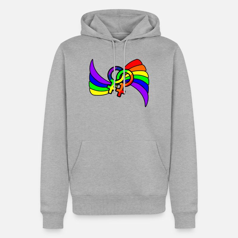 Regenbogen lesbies stolzes Logo - Männer Premium Bio Hoodie - Grau meliert