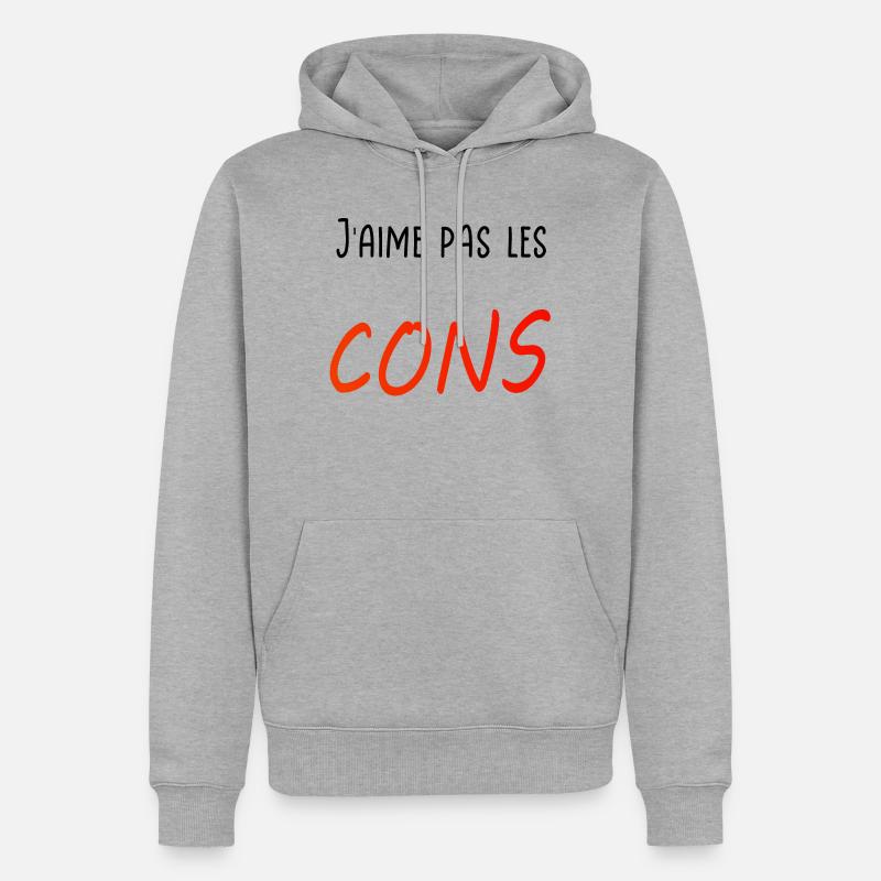 J’aime pas les cons - Sweat à capuche Premium bio Homme - gris chiné