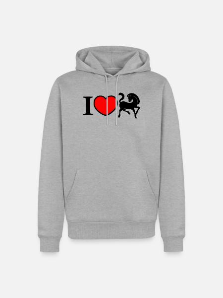 Ich Herz mit schwarzem Pferd - Männer Premium Bio Hoodie - Grau meliert