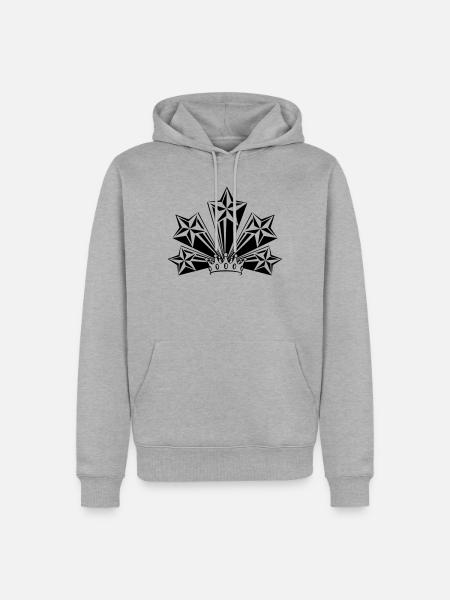 Transparente Krone mit vier großen Sternen - Männer Premium Bio Hoodie - Grau meliert