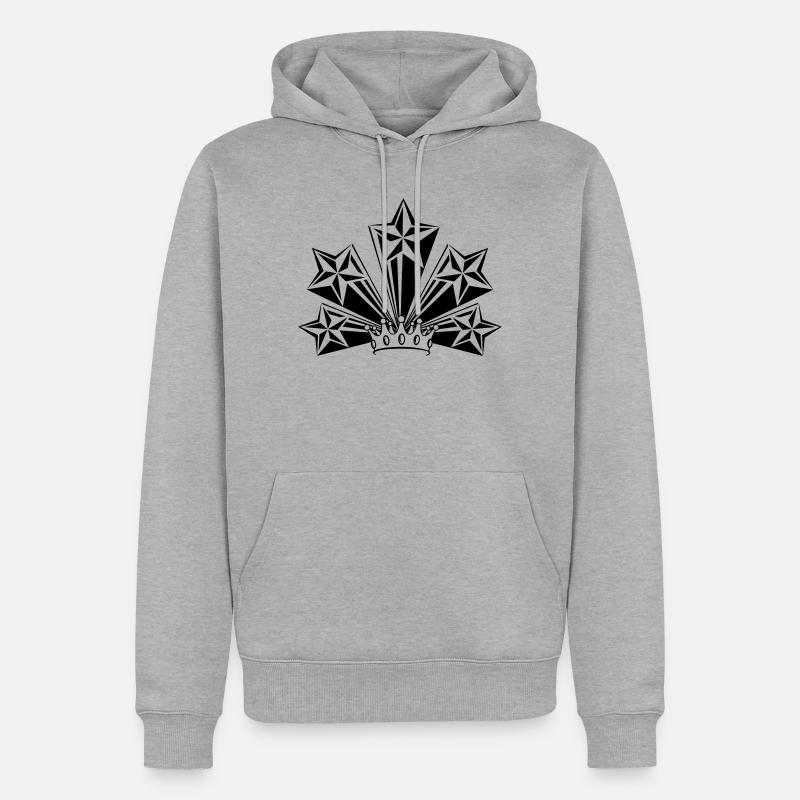 Transparente Krone mit vier großen Sternen - Männer Premium Bio Hoodie - Grau meliert