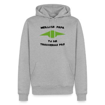 Meilleur Papa Tu ne trouveras pas - Sweat à capuche Premium bio Homme - gris chiné - Devant - Thijin (182cm)