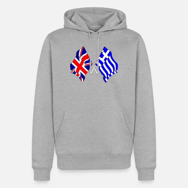 Drapeau Angleterre, drapeau Grèce - Sweat à capuche Premium bio Homme - gris chiné