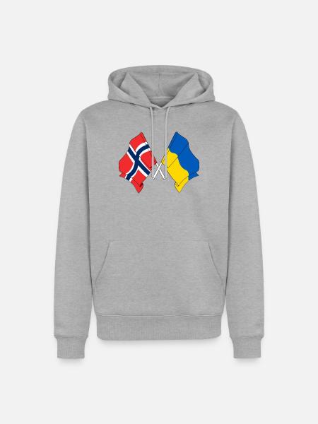 Flagge Norwegen, Flagge Ukraine - Männer Premium Bio Hoodie - Grau meliert