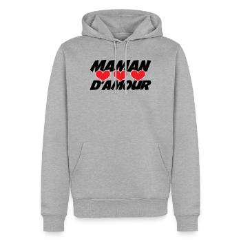 Maman d'Amour - Fête des Mères - Sweat à capuche Premium bio Homme - gris chiné - Devant - Thijin (182cm)