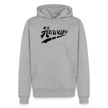 Amour Vintage Retro  - Sweat à capuche Premium bio Homme - gris chiné - Devant - Thijin (182cm)
