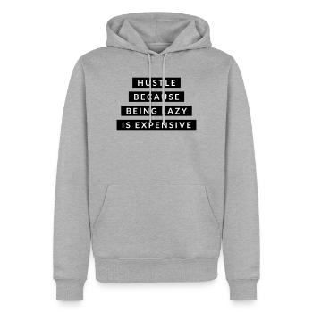 Hustle Because Being Lazy - Motivation Black - Men’s Premium Organic Hoodie - heather grey - Front - Thijin (182cm)
