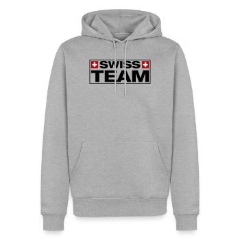 Team Swiss Schweiz - Männer Premium Bio Hoodie - Grau meliert - Vorne - Thijin (182cm)