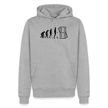 Évolution Domino : De l'Homme au Joueur - Sweat à capuche Premium bio Homme - gris chiné - Devant - Thijin (182cm)