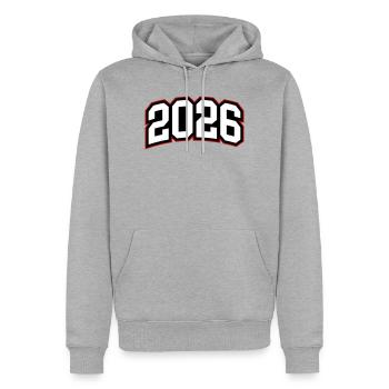 Année 2026 - Sweat à capuche Premium bio Homme - gris chiné - Devant - Thijin (182cm)