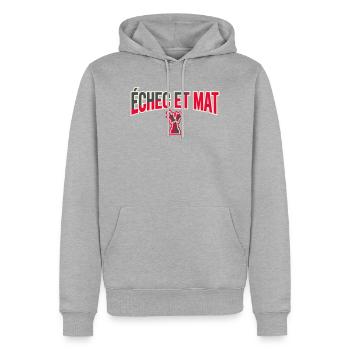 Logo Échec et Mat Rouge Roi Noir en Difficulté - Sweat à capuche Premium bio Homme - gris chiné - Devant - Thijin (182cm)