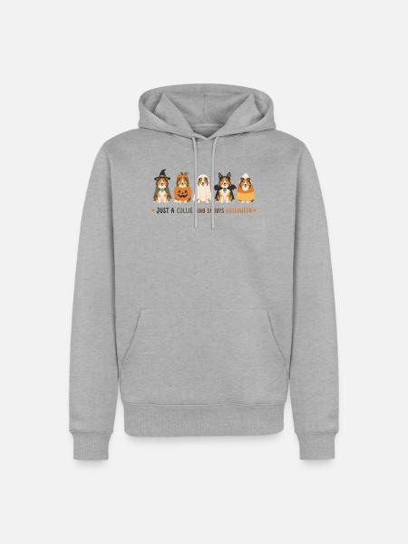 Halloween Collie Crew - Männer Premium Bio Hoodie - Grau meliert