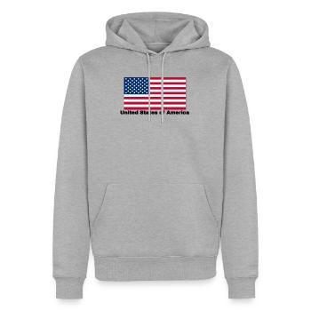 USA Fahne - Männer Premium Bio Hoodie - Grau meliert - Vorne - Thijin (182cm)