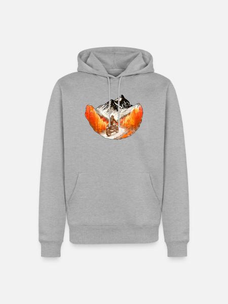 Motorradfahrer in den Bergen - Männer Premium Bio Hoodie - Grau meliert