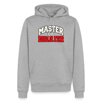 Master of Disaster – Lustiger Chaos Spruch - Männer Premium Bio Hoodie - Grau meliert - Vorne - Thijin (182cm)