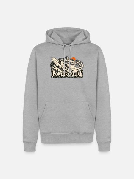 Powder Calling – Snowboard Freeride - Männer Premium Bio Hoodie - Grau meliert