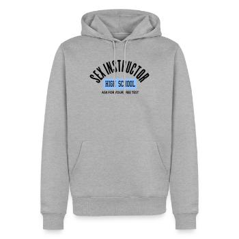 sex instructor by wam - Männer Premium Bio Hoodie - Grau meliert - Vorne - Thijin (182cm)