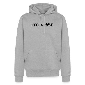Gott ist Liebe – Spirituelles christliches Herz - Männer Premium Bio Hoodie - Grau meliert - Vorne - Thijin (182cm)