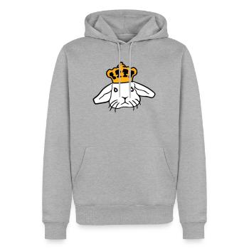 Couronne de lapin royal Roi Reine Prince Princesse - Sweat à capuche Premium bio Homme - gris chiné - Devant - Thijin (182cm)