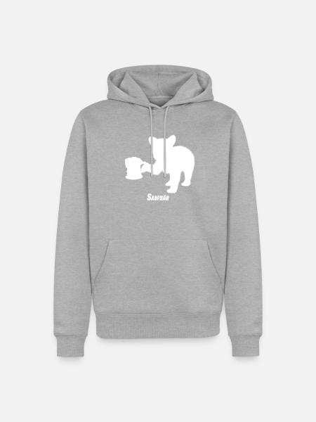 Saufbaer Funshirt - Männer Premium Bio Hoodie - Grau meliert