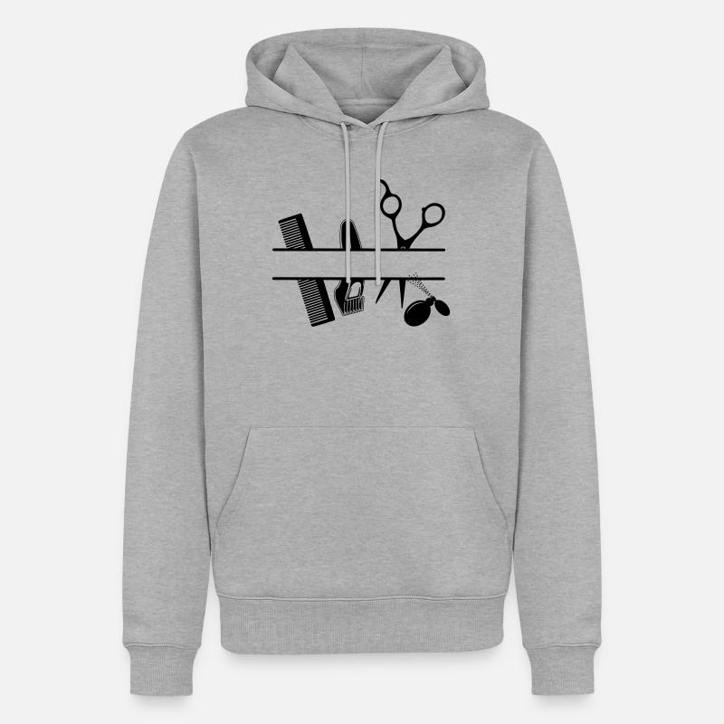 Bannière de texte d’attributs de coiffeurs - Sweat à capuche Premium bio Homme - gris chiné