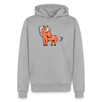 Pferd Süß Pony Fohlen Pferdemädchen Niedlich Comic - Männer Premium Bio Hoodie - Grau meliert - Vorne - Thijin (182cm)