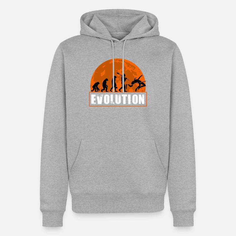 High Jumping Evolution Retro Athlete Silhouette - Männer Premium Bio Hoodie - Grau meliert
