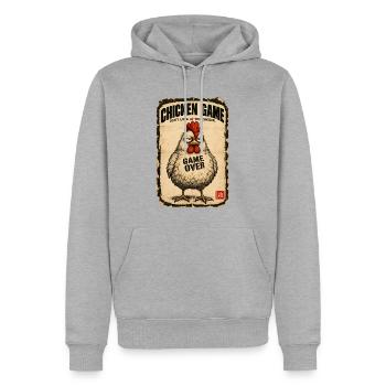  Chicken Game Don’t Look at the Chicken  - Männer Premium Bio Hoodie - Grau meliert - Vorne - Thijin (182cm)