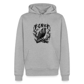 F-CAW-F Gothic Raven Dark Humor Crow - Männer Premium Bio Hoodie - Grau meliert - Vorne - Thijin (182cm)