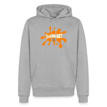 Surprise! - Men’s Premium Organic Hoodie - heather grey - Front - Thijin (182cm)
