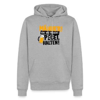 Männer Pegel halten - Männer Premium Bio Hoodie - Grau meliert - Vorne - Thijin (182cm)